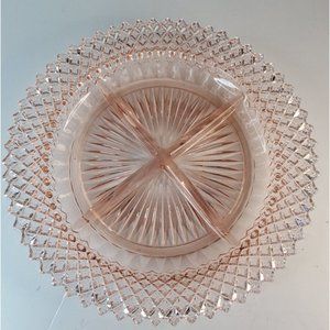 Anchor Hocking Miss America Divided Relish Tray Plate Pink Depression Glass 8.5"